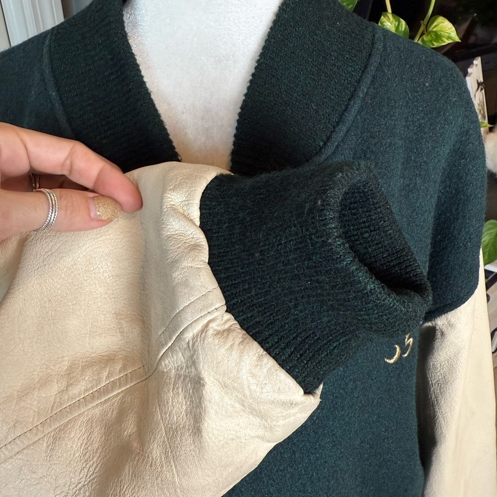 Disney Varsity Jacket in Forest Green and Cream oversized XL, wool - Picture 12 of 17